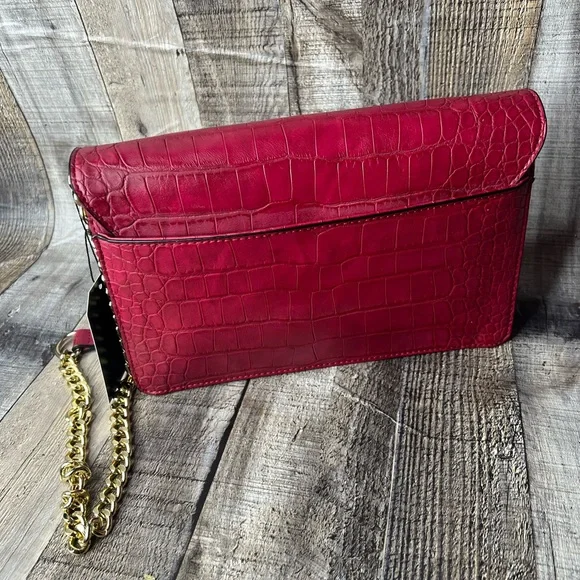 GUESS Pink Croc-Embossed Women's vegan Leather Bag - Picture 15 of 16